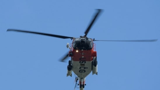 A U.S. Coast Guard helicopter flying over Ceiba, Puerto Rico, last year.