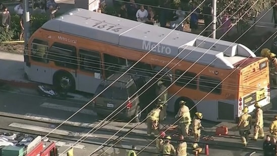 At least two people were killed when a SUV crashed into a LA Metro bus.