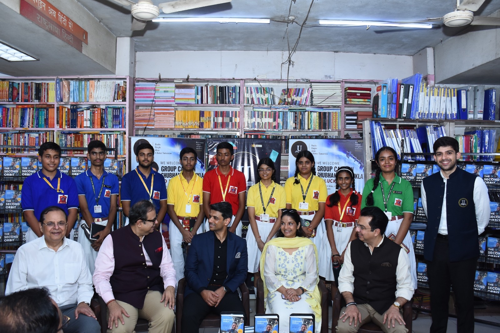 Shubhanshu Shukla with wife Kamna Mishra during the session at Universal Booksellers in Lucknow Shubhanshu Shukla with wife Kamna Mishra during the session at Universal Booksellers in Lucknow