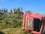 ST bus with schoolchildren overturns in ghat, 7 injured