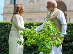Prime Minister Narendra Modi with Italian Prime Minister Giorgia Meloni.