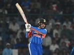 India’s Abhishek Sharma during the T20I against Afghanistan at Arun Jaitley Stadium in New Delhi on Thursday (Ajay Aggrawal/HT Phot.o)