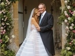Jemima Goldsmith wore Oscar de la Renta for her wedding to Cameron O’Reilly. (Instagram/ khanjemima)