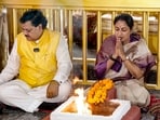 Delhi CM Rekha Gupta during a 'havan' on the birthday of Prime Minister Narendra Modi, at Shri Khatu Shyam Vishal Temple in New Delhi.