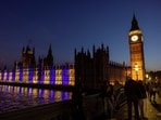 The Palace of Westminster is illuminated in the blue and yellow colours of the Ukrainian flag to mark Ukrainian Independence Day, amid Russia's attack on Ukraine, in London, Britain, in this handout picture released August 23, 2026. Corporal Ryan Murray/UK MOD © Crown copyright 2026/Handout via REUTERS THIS IMAGE HAS BEEN SUPPLIED BY A THIRD PARTY. MANDATORY CREDIT.