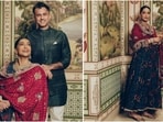 Sonam Kapoor dazzles in a festive deep navy and crimson outfit for Ganesh Chaturthi.