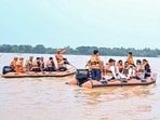 File image: Odisha chief ,inister Mohan Charan Majhi inspects the flood-affected area of Kasapa and Tarapada Panchayats on a rubber boat, in Jajpur