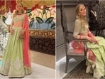 Tiffany Trump dazzles at Ambani family's Ganesh Chaturthi celebrations in a custom Manish Malhotra lehenga.