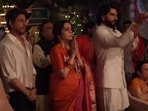 Shah Rukh Khan, Ranveer Singh and Nita Ambani offering prayers to Lord Ganesha.