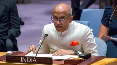 India's Permanent Representative to the UN, Ambassador Parvathaneni Harish, addresses the UNSC High-Level Open Debate on "Food Under Fire: The Security Council's Role in Mitigating Global and Local Food Crises" in New York. (India at UN X/ANI Video Grab) India's Permanent Representative to the UN, Ambassador Parvathaneni Harish, addresses the UNSC High-Level Open Debate on "Food Under Fire: The Security Council's Role in Mitigating Global and Local Food Crises" in New York. (India at UN X/ANI Video Grab)