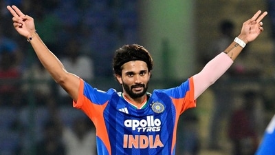 Nitish Reddy continued India's bowling momentum as he picked up three wickets in a single over. This was his second consecutive three-wicket haul. (PTI)