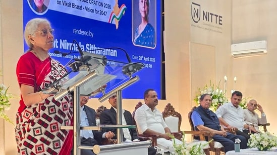 Nirmala Sitharaman did not directly address the controversy over the new UPI charges in her remarks. (X/@nsitharamanoffc)
