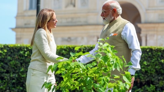 Prime Minister Narendra Modi with Italian Prime Minister Giorgia Meloni. (DPR PMO)
