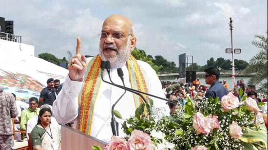 Amit Shah flags off motorcycle rally to mark PM Modi’s 25 years in public life