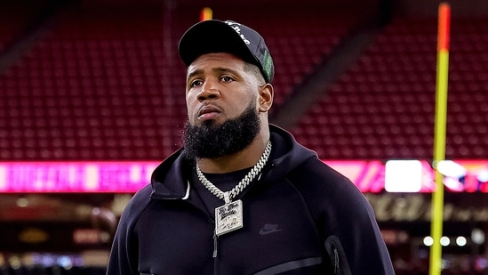 FILE - Buffalo Bills defensive tackle Ed Oliver arrives for an NFL football game against the Houston Texans, Nov. 20, 2025, in Houston. (AP Photo/Maria Lysaker, File) (AP Photo/Maria Lysaker)