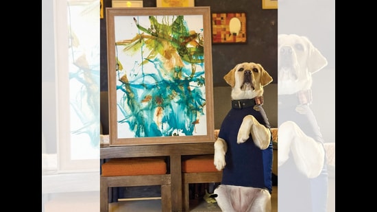 Labrador Dali creates water-colour masterpieces using her own custom-engineered paintbrushes. (INSTAGRAM/@IM.LABRADOR.DALI)