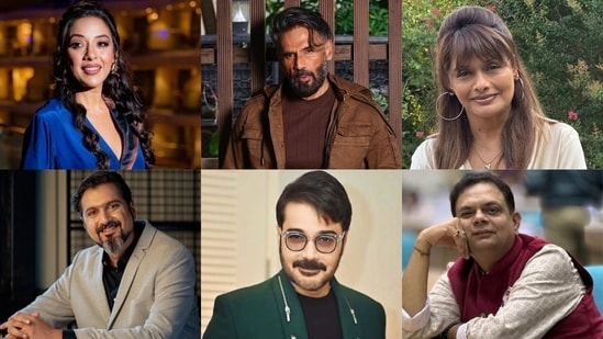 (Clockwise from top) Rupali Ganguly, Suniel Shetty, Pallavi Joshi, Yatindra Mishra, Prosenjit Chatterjee and Ricky Kej