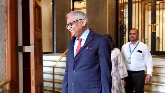 File photo: Tata Sons Chairman N Chandrasekaran leaves Bombay House, in Mumbai
