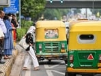 Commuters waited for buses for hours on Thursday, as protests continued for a third day in a row. (Sanchit Khanna/HT Photo)