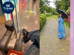My three Coorg essentials included supportive New Balance shoes, a compact umbrella for sudden rain, and serum for smoother monsoon hair. 