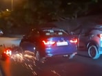 Bike dragged under car in Delhi's RK Puram.