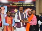 Dy CM Keshav Prasad Maurya at NRIPT in Prayagraj on Friday (HT Photo)