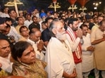 In Kurukshetra, the CM participated in various programmes on the banks of holy Brahma Sarovar including a blood donation camp, deep daan and aarti (HT Photo)