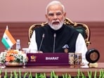 Prime Minister Narendra Modi addresses the 18th BRICS Summit, at the Bharat Mandapam, in New Delhi.