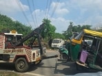 The district transport department said enforcement teams are checking vehicles at major intersections, expressways and internal roads. (HT Photos)
