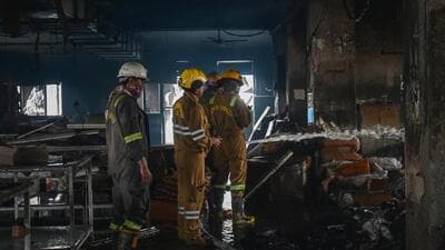 Fire officials said a team was deployed to inspect the site and ascertain the exact cause of the fire. (Sunil Ghosh /HT PHOTO)