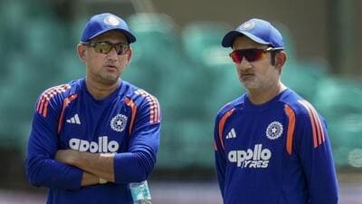 India coach Gautam Gambhir (R) and chief selector Ajit Agarkar during a team training session in Galle. (PTI)
