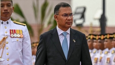 Bangladesh's Prime Minister Tarique Rahman reviews Malaysian honour guards during a welcome ceremony at the Federal Government office "Putra Perdana" in Putrajaya, Malaysia, June 22, 2026. Mohd Rasfan/Pool via REUTERS (via REUTERS)