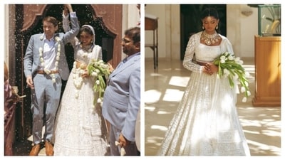 The bride looks gorgeous in a serene white gown designed by celebrity designer Manish Malhotra. (Picture credit: Freepik) The bride looks gorgeous in a serene white gown designed by celebrity designer Manish Malhotra. (Picture credit: Freepik)
