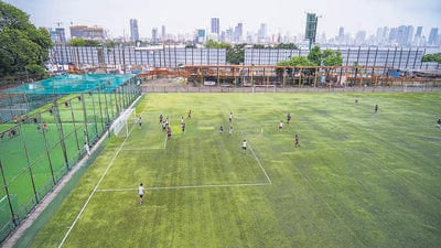 The Neville D’Souza football ground at Bandra Reclamation was reserved for a convention and trade fair centre in 1983. Around 15 years ago, it was leased out “temporarily” to the MFA. (Hindustan Times) The Neville D’Souza football ground at Bandra Reclamation was reserved for a convention and trade fair centre in 1983. Around 15 years ago, it was leased out “temporarily” to the MFA. (Hindustan Times)