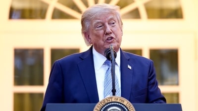 Donald Trump speaks during a Rose Garden dinner at the White House in Washington, DC, US, on Thursday, Sept. 17. (Bloomberg) Donald Trump speaks during a Rose Garden dinner at the White House in Washington, DC, US, on Thursday, Sept. 17. (Bloomberg)