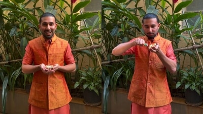 Orry wished PM Modi on his 76th birthday and took a ‘pledge of national service’ while lighting a diya. (Instagram/orry)