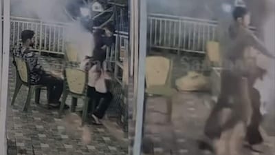 A video of the incident shows the couple sitting beside the barbecue before the situation suddenly escalates. (HT VIDEO GRAB) A video of the incident shows the couple sitting beside the barbecue before the situation suddenly escalates. (HT VIDEO GRAB)