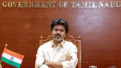 In this image posted on Sept 18, Tamil Nadu chief minister Vijay is seen during a function (@CMOTamilnadu)