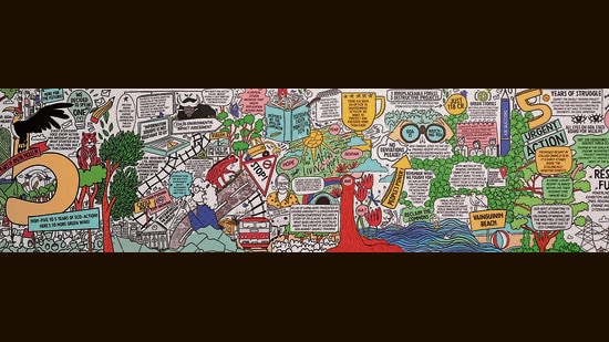 A hand-drawn banner created in 2020 for the Amche Mollem environmental campaign in Goa. (Museum of Art & Photography)