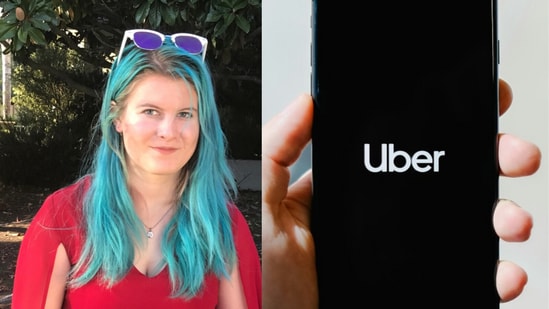 Emily Normandin-Parker (L) and Uber logo displayed on a smartphone screen.