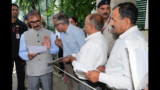 Sukhu said the state government was committed to protecting rights of the state and would not compromise on them under any circumstances. (HT Photo)