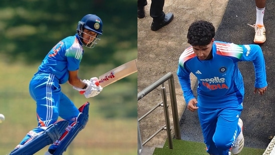 Anvay Dravid and Aryavir Sehwag playing for India U19.