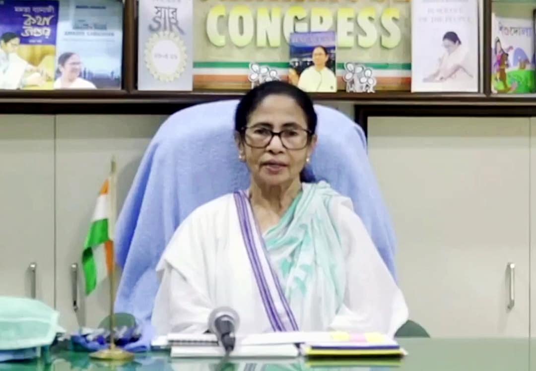 A screenshot of TMC founder Mamata Banerjee, delivering a video message, this week. (Courtesy: Mamata Banerjee/X via ANI)