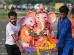 Gram it: As Ganpati celebrations continue, several devotees are taking to ghats to immerse the idol of Lord Ganesha in dedicated water bodies. Here's how this idol in Noida was carried for immersion in the Yamuna river, after devotees offered prayers on the fifth day of the festivities.