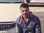 Accused Kalyan Bainsla in police custody after the hit-and-run in Gurugram. (PTI)