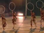 Artistes perform during the opening ceremony of the 20th Asian Games in Nagoya on Saturday. (PTI)