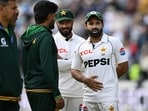 Mohammad Rizwan and Pakistan players on the field after England won by an Innings and 103 runs on day three of the first Test.
