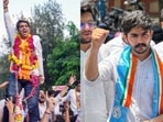 DUSU President Yash Dabas (L) who defeated NSUI's Vijai Shankar Meena (R)