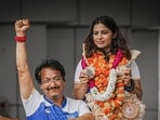 Manu Bhaker with her late coach Jaspal Rana