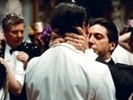 Michael Corleone kisses his brother Fredo in The Godfather Part II (1974).